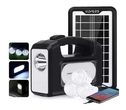 ☀️ Kit Solar Emergencia Portátil Generador + 3 Ampolletas Carga USB